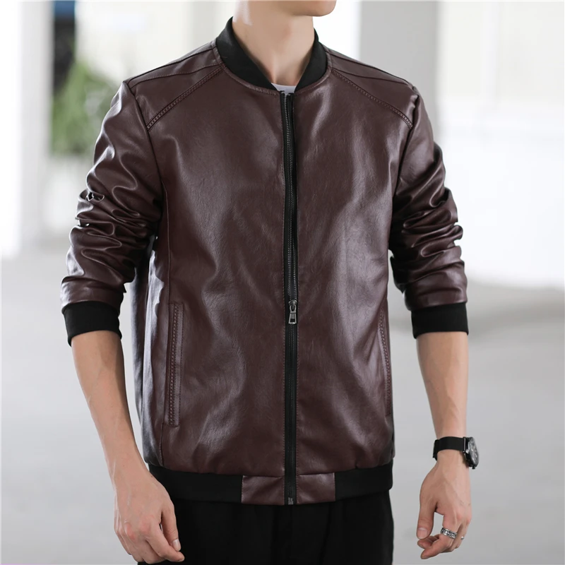 

New Korean Version Slim Trend Handsome Men'S Leather Coat M-8Xl Can Wear 140Kg Fashionable Autumn And Winter Pu Leather Jacket