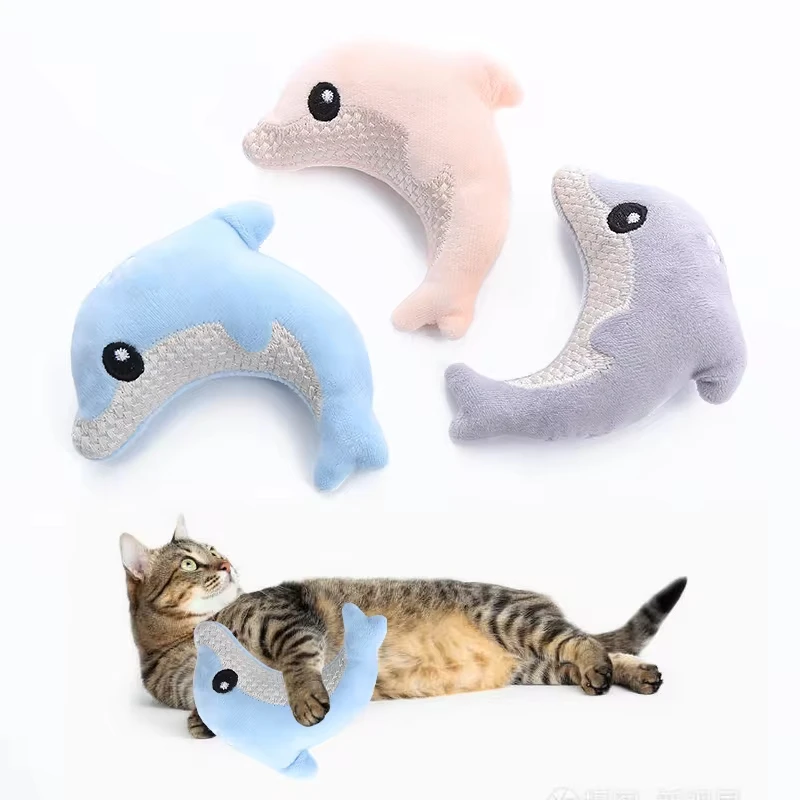 Pet Supplies Cat Toys Cute Dolphin Shaped Catnip Plush Self Hi Cat Toys