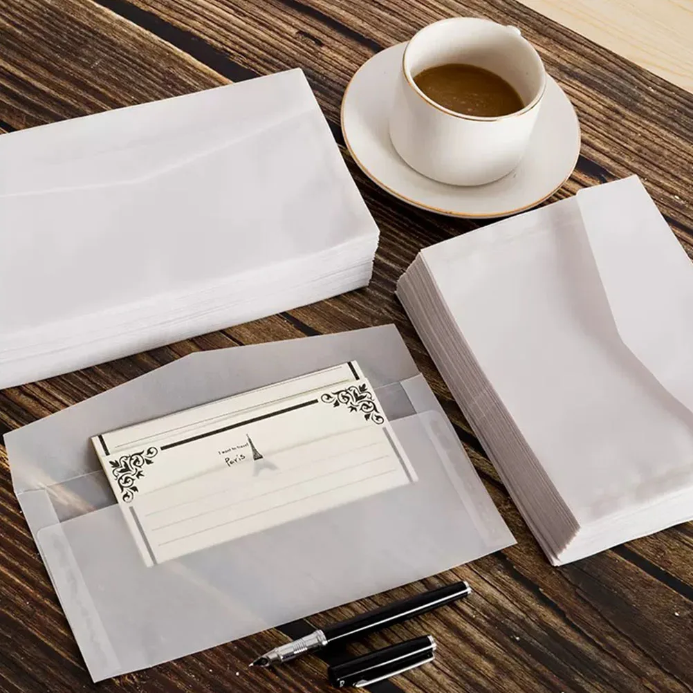 

20Pcs Cards Envelope Transparent Blank Multi-Function for Greeting Invitation Wedding Party Festival Letter Storage Portable