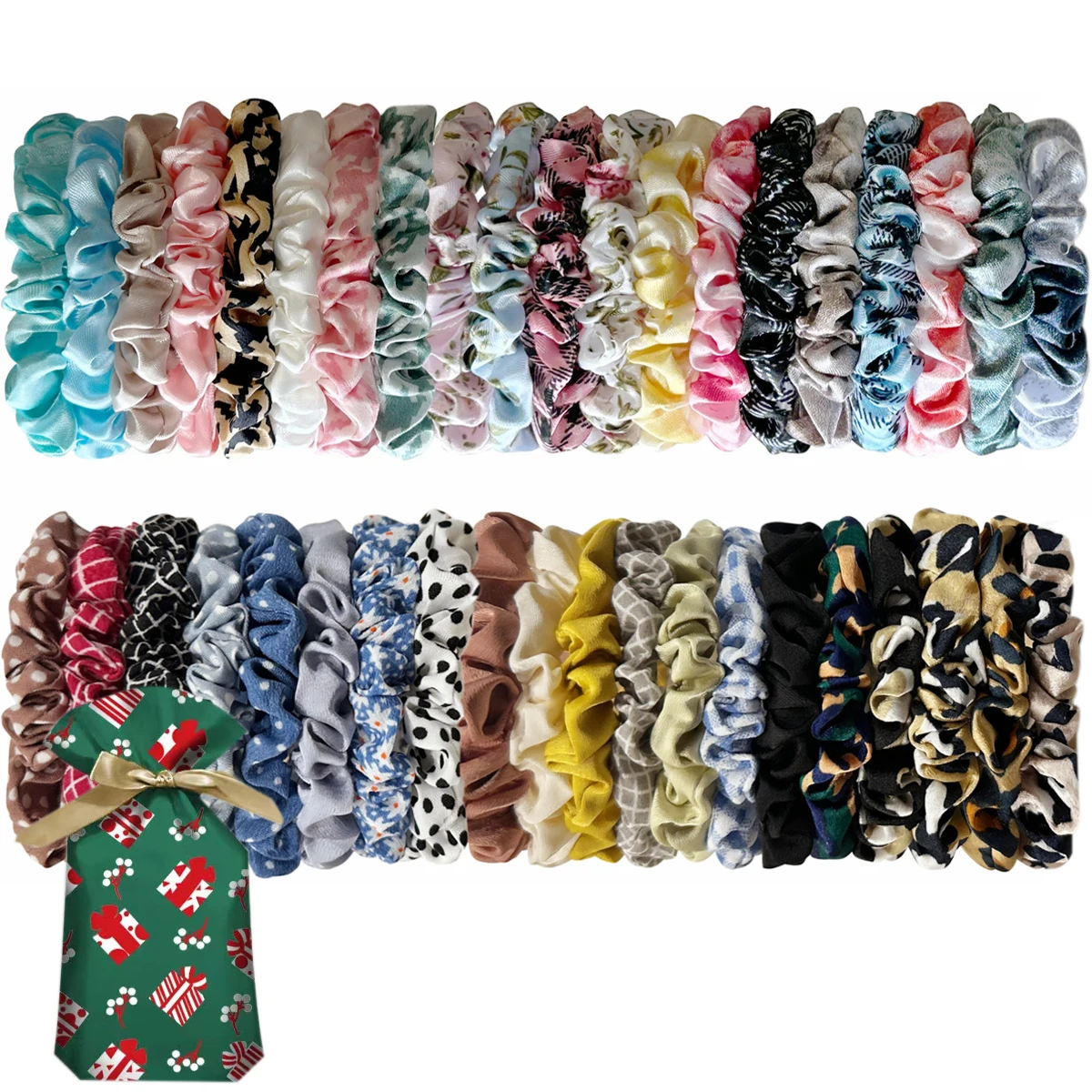 40PCS Silk-Like Women Elastic Hair Scrunchies For Women Hair Ties Rubber Band Hair Rope Accessories Wholesale