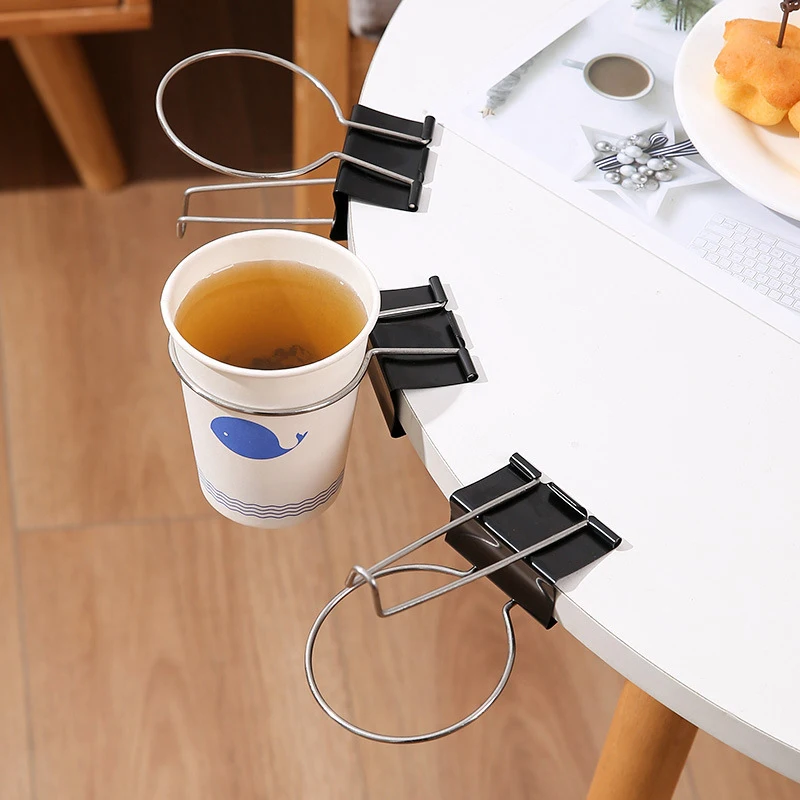 Cup Holder With Clamp Clip On Anti-Spill Table Cup Holder Water Bottle Holder For Cups Bottles Pencils Desktop Accessories