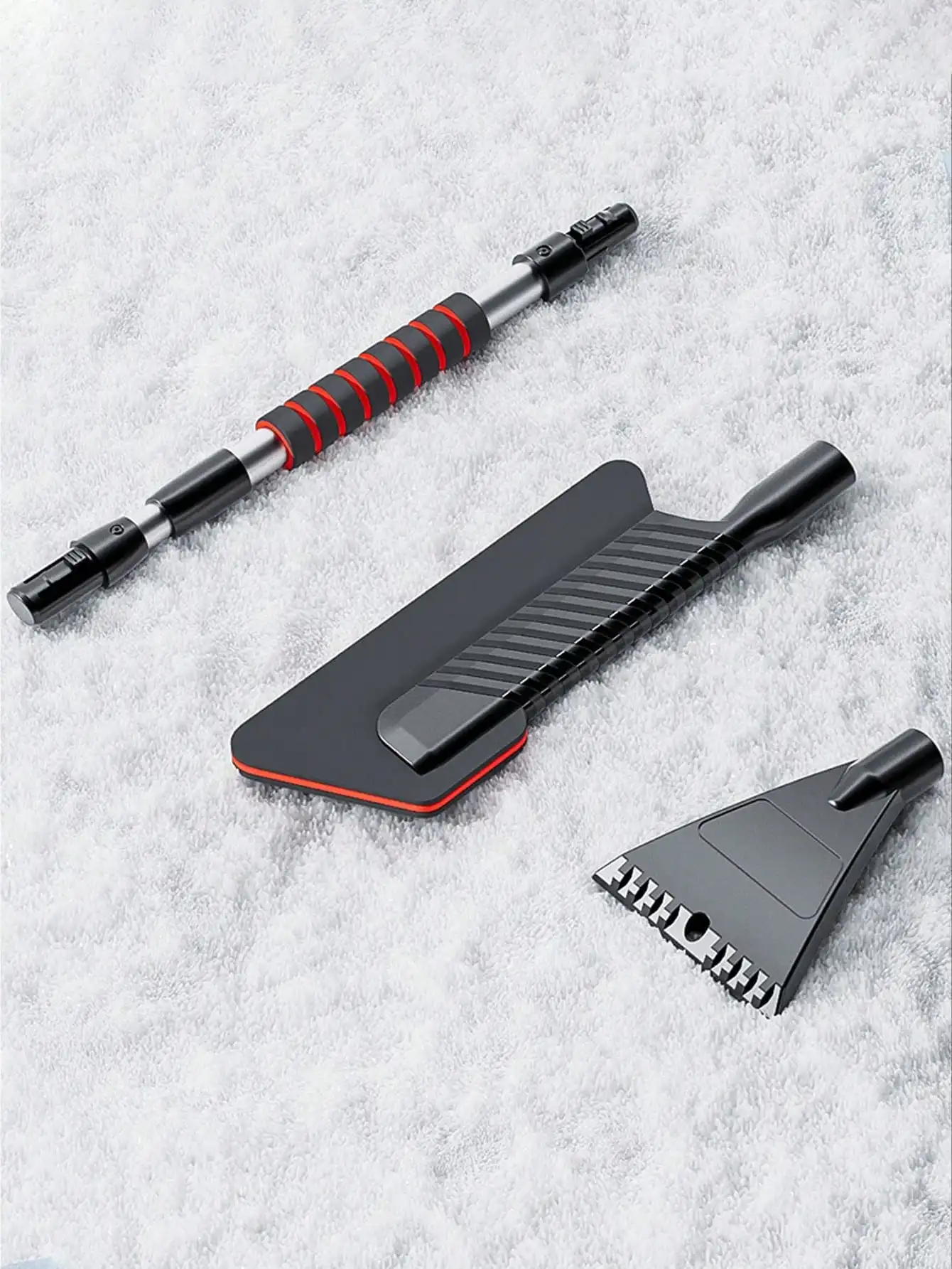 

Выдвижная автомобильная щетка для снега и скребок для льда, алюминиевый зимний инструмент с двойной головкой 2 в 1, незаменимый инструмент