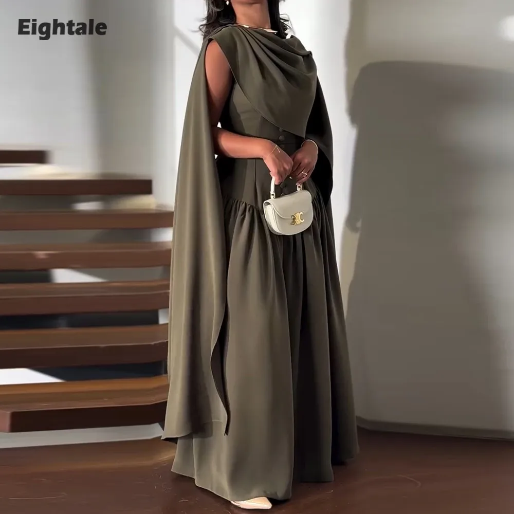 

Eightale арабское вечернее платье с круглым вырезом и складками, платье для выпускного вечера длиной до пола, мусульманское свадебное платье по индивидуальному заказу