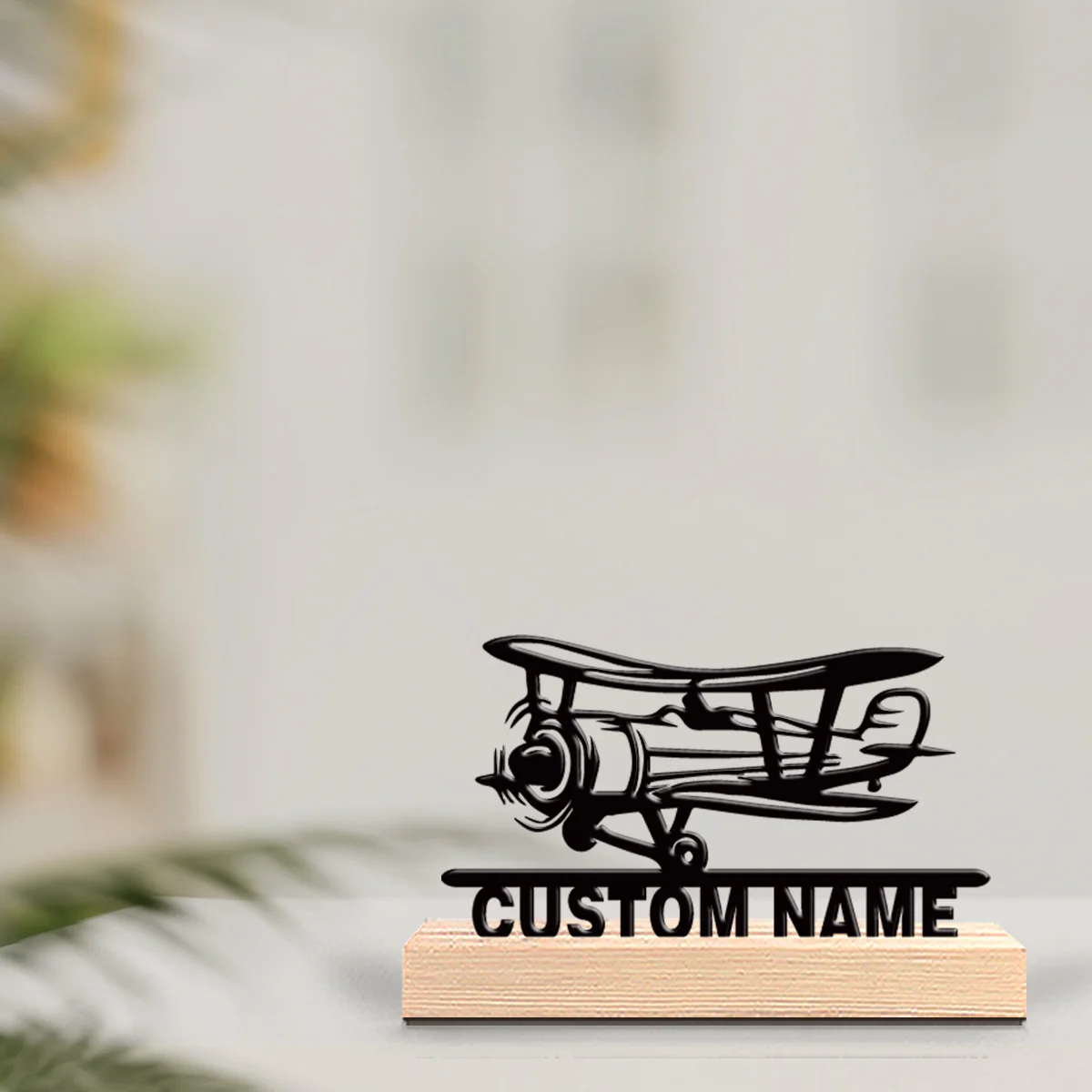 1pc New Design Personalized Custom Glider Metal Art With Wooden Base Tabletop Decoration Wooden Base Wall Decor for Living Room
