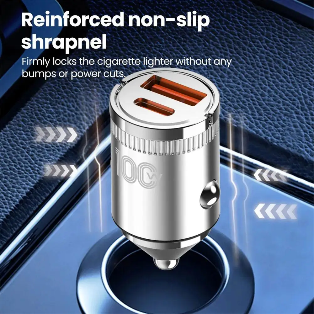 

100W PD QC3.0 USB Car Charger 5A Fast Charing 12-24V Cigarette Socket Lighter Type C Car Phone Charger Adapter For Iphone O4W9