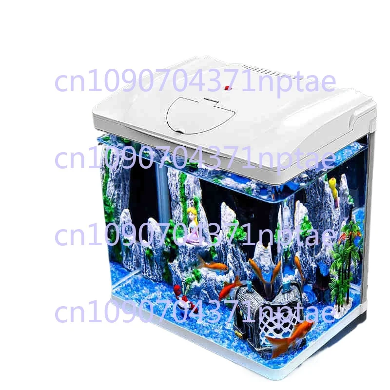 Fish Tank Aquarium Ecological Desktop Lazy Water-free Goldfish Tank Glass Mini Small Living Room Household Tank