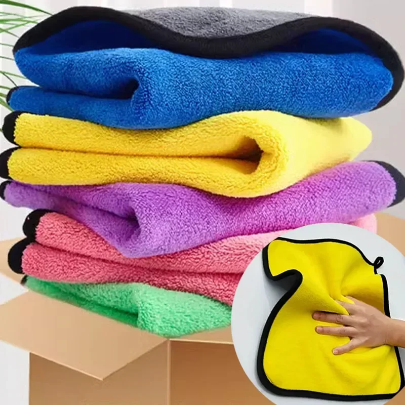 

1/5pcs Thicken Car Microfiber Cleaning Towels Thicken Double Layer Soft Drying Cloth Towel Car Care Detailing Towel Wash Rags