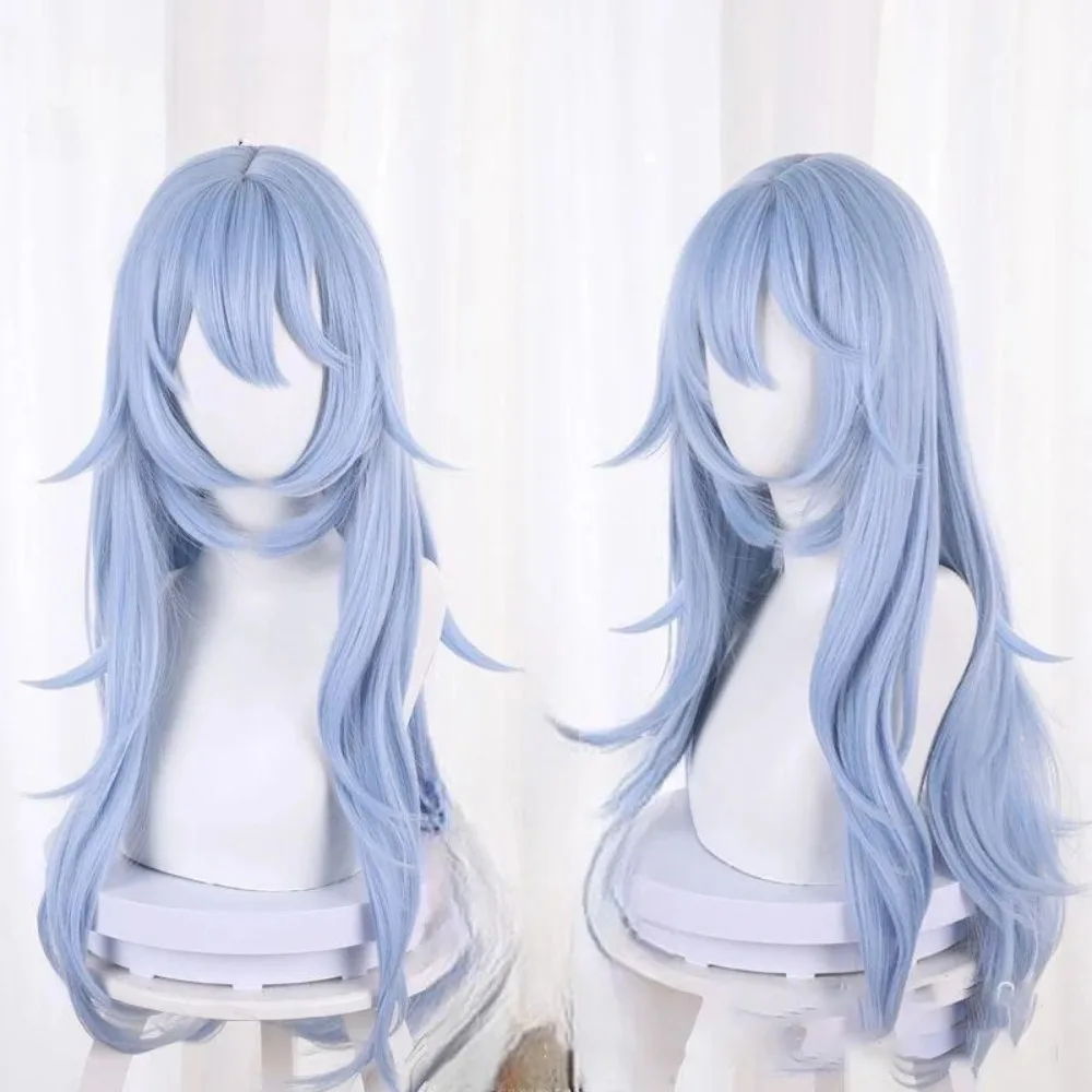 New Century Evangelion EVA Theater Edition Ayanami Coslay Wigs Women's Blue Long Wave Curly Hair Pixiv Character Dress Headgear