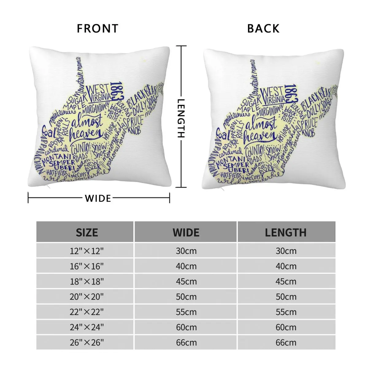 Almost Heaven Always Home Square Pillowcase Polyester Linen Velvet Printed Zip Decorative Throw Pillow Case Car Cushion Cover