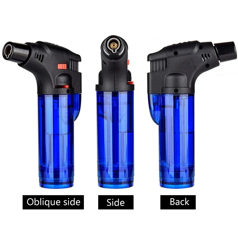 Windproof Metal Gas Torch Lighter Portable Cigar Lighter Powerful Turbo Inflatable Butane Jet Flame Lighter Kitchen BBQ Ignition