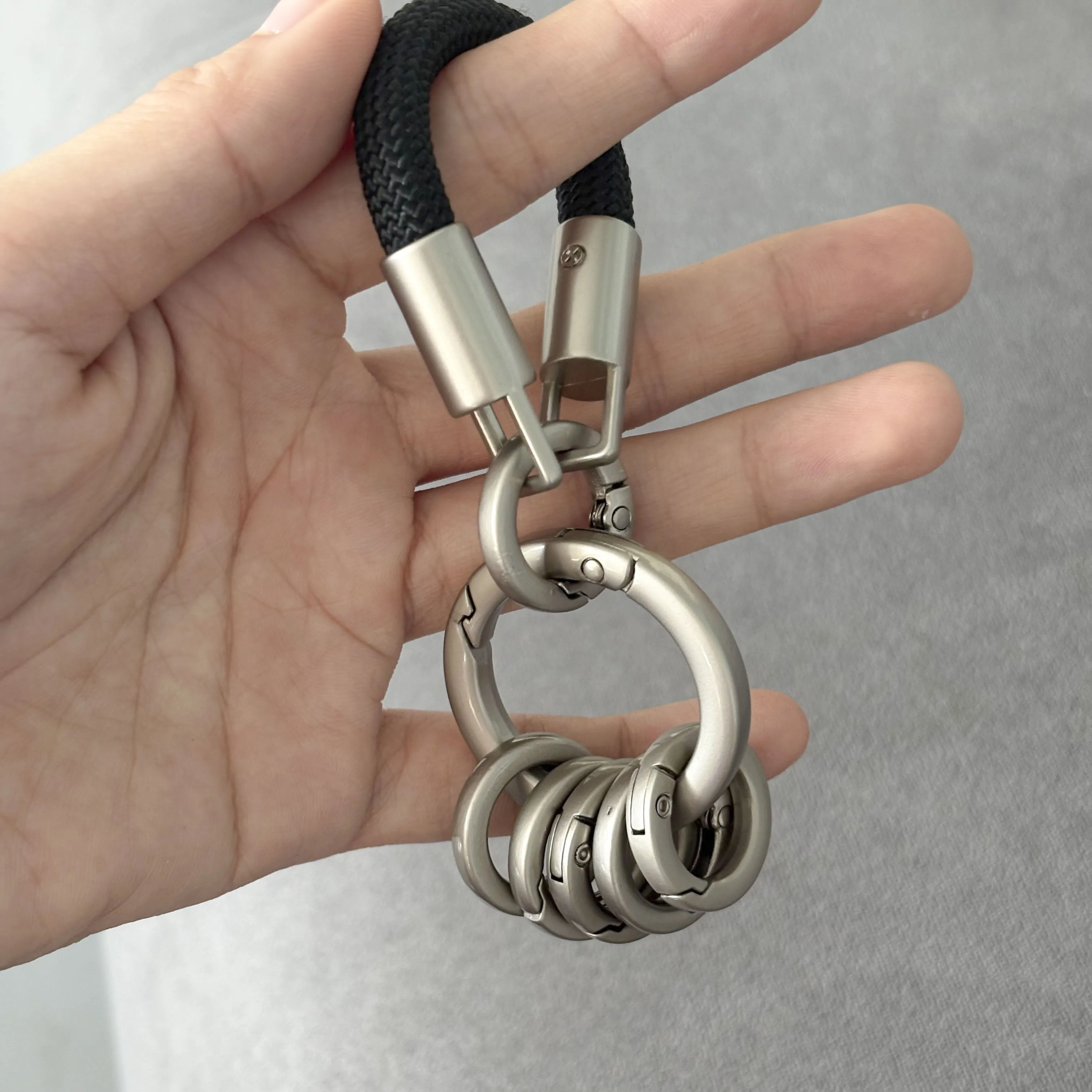 5-teilige und 3-teilige Schlüsselanhänger-Organizer: Schlüsselhalter aus Zinklegierung mit Ringen – Kompakte Metall-Schlüsselverwaltungssysteme, geeignet für E – Detail 5