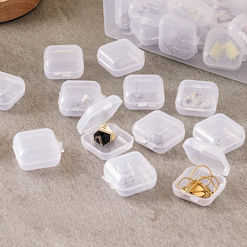 10 個ミニ透明ジュエリー収納ボックスネックレスイヤリングリング用抗酸化ジュエリーケースポータブル小型薬箱