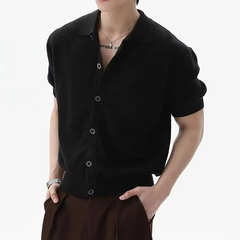 2026 Spring/summer New Commuter Breathable Knitted Polo Shirt Short-sleeved Men's Casual Slimming Fashion