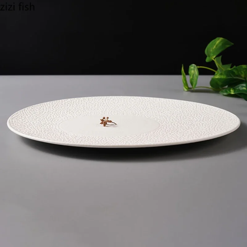 Pure White Circular Ceramic Dinner Plate Restaurant Dessert Dish Sushi Plate Molecular Cuisine Display Plate Specialty Tableware