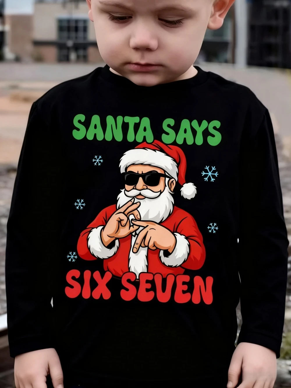 عيد الميلاد تي شيرت للأطفال متعة ستة سبعة 6 7 ميمي بلايز Y2k الفكاهة قائلا المحملة طاقم الرقبة سانتا كلوز الجرافيك ملابس الأطفال
