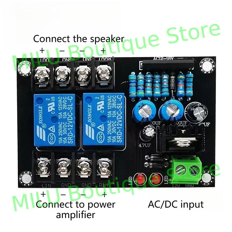 Placa de circuito de protección de altavoz de doble canal avanzado UPC1237 DC 12-24V retardo de silencio de arranque