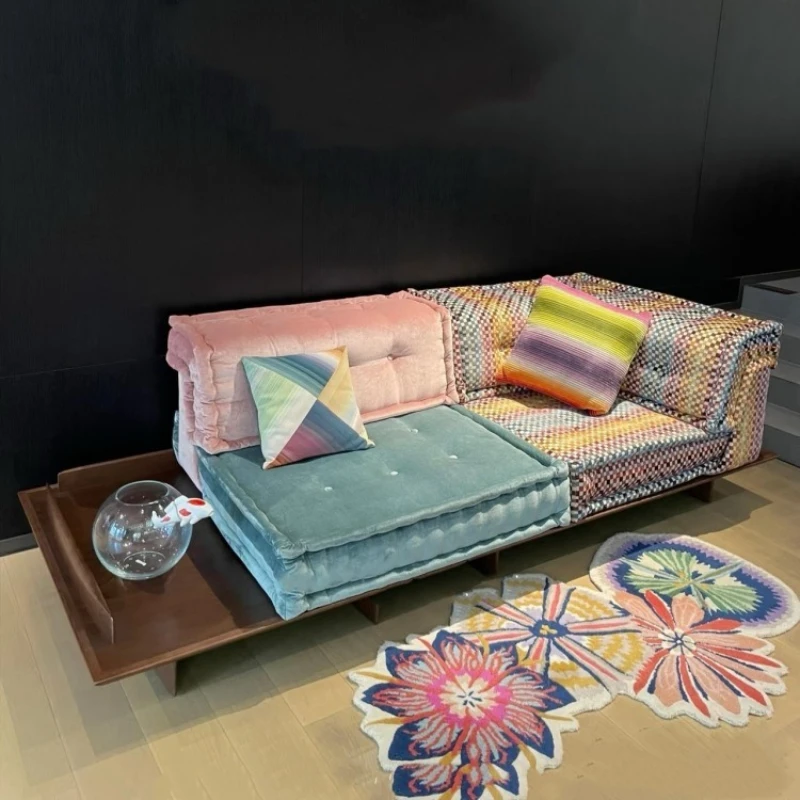 

Medieval mahjong sofa free combination dopamine color module sofa replica