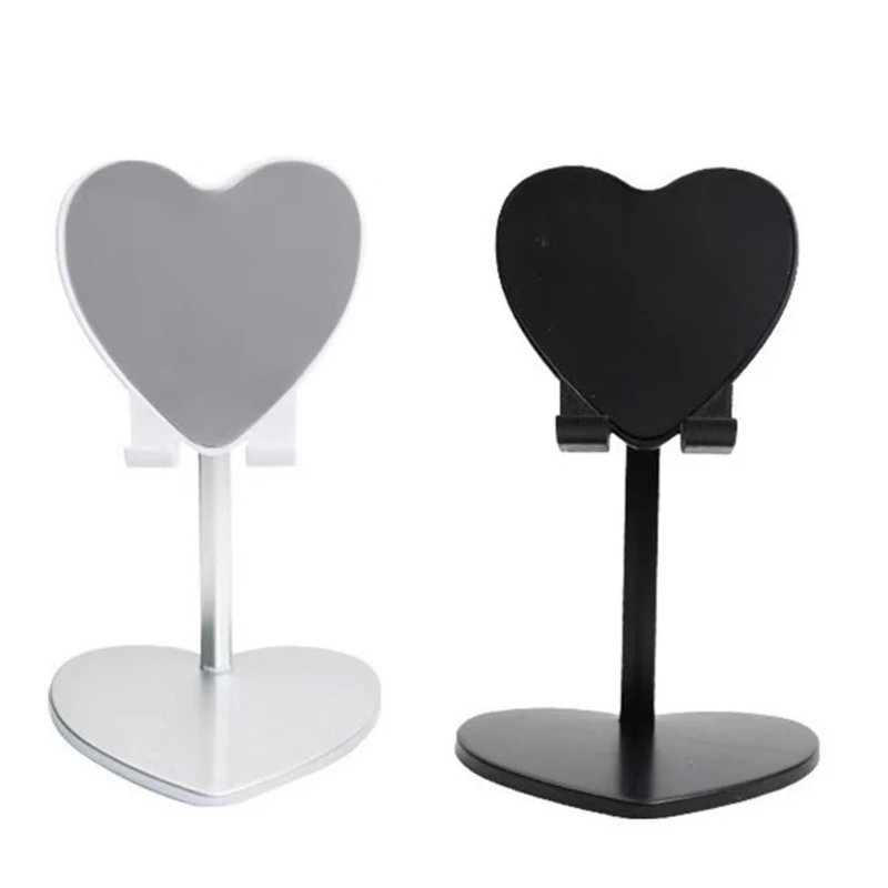 

587B Adjustable Heart Phone Holder Metal Tablet Stand Foldable Desk Mount Lazy Use