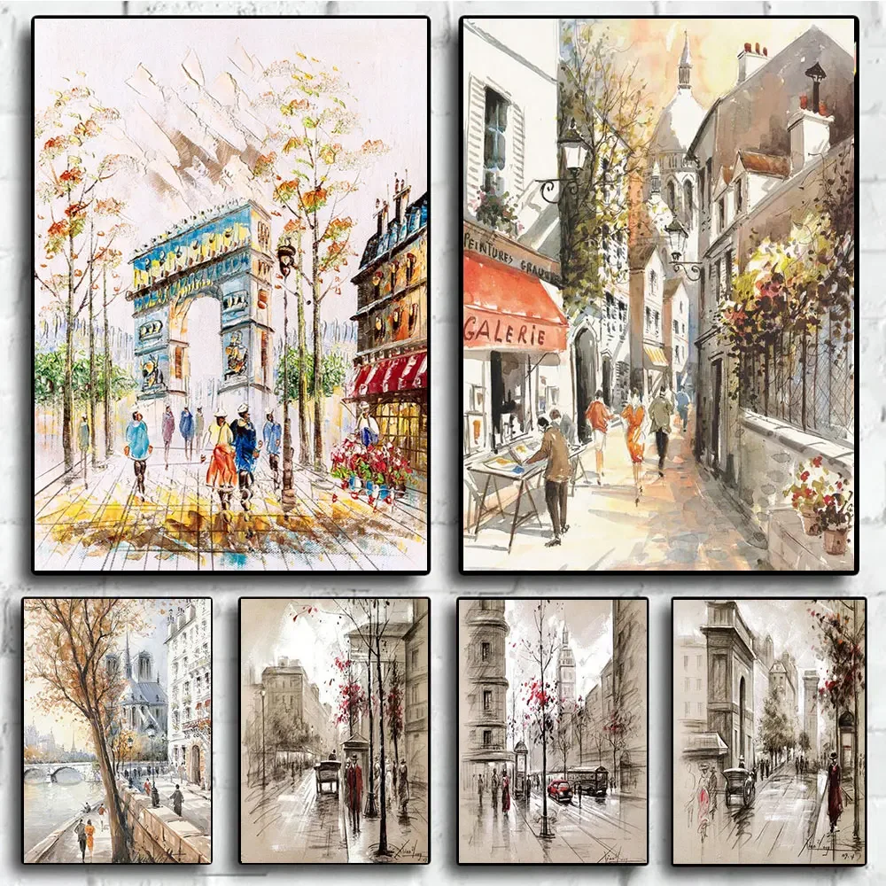 Paris Saint Seine Street Landscape City Print Nordic Canvas Wall Art Picture Living Room Home Decoration Gift