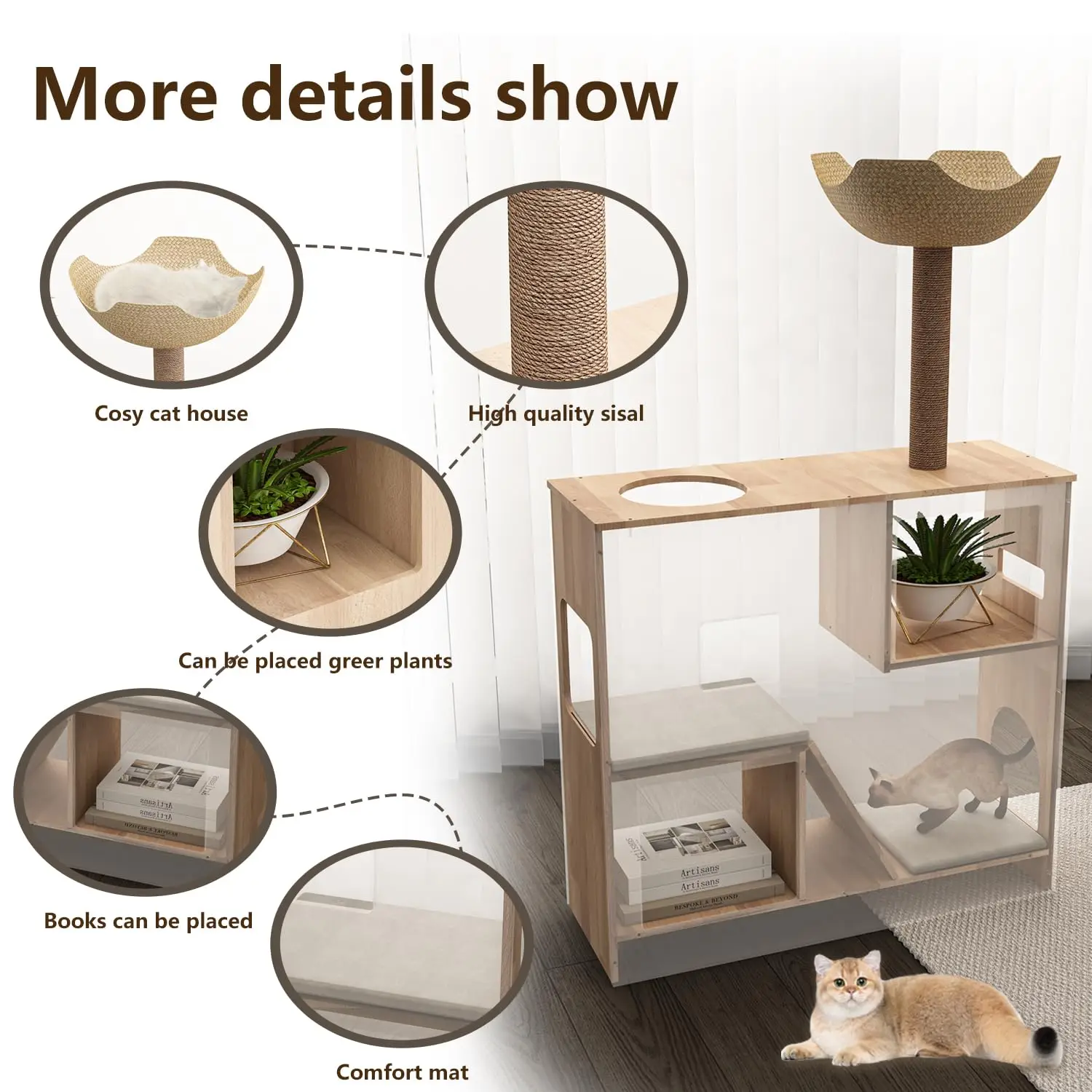 XIANGLONG High Quality Solid Wood Wall Mounted Cat Scratcher Shelf Cat Hammock Wall Mounted Cat Tree