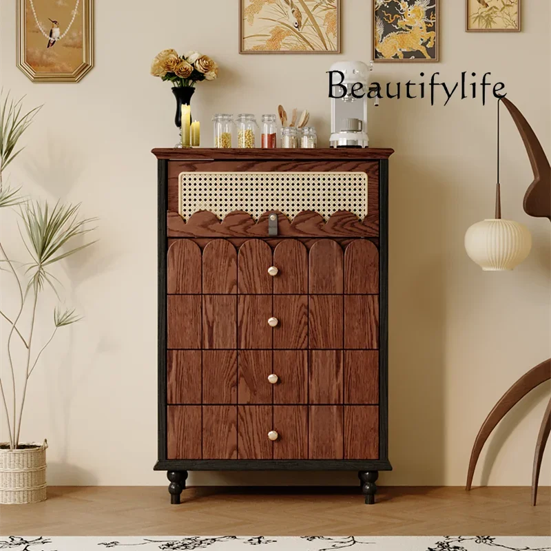 

ZL French retro medieval style solid wood bedroom storage small apartment living room home designer