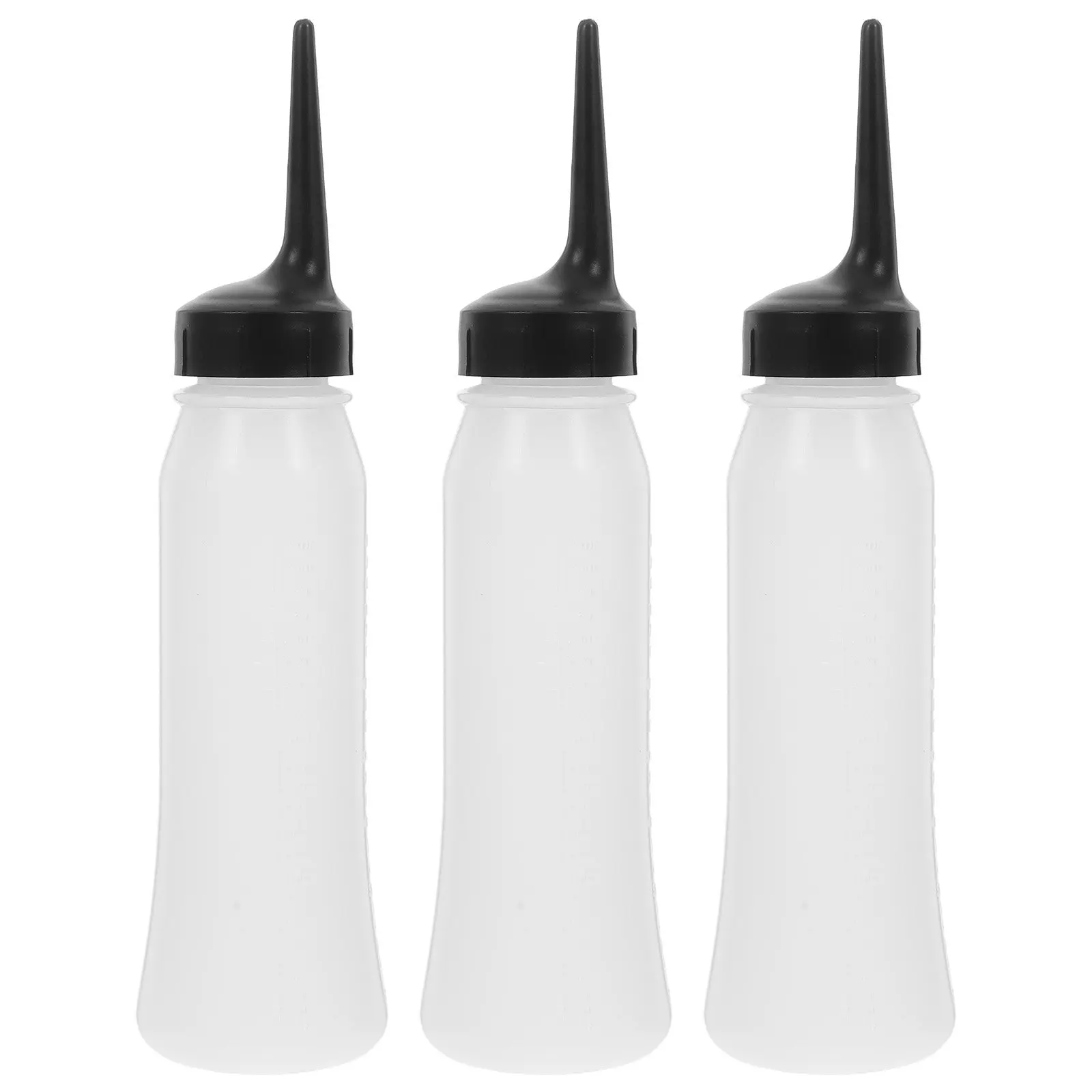 

3Pcs Measuring Applicator Bottles Squeeze Bottle for Hair Oil Dye Lotion Precision Application in Spa Barber Scalp Treatment