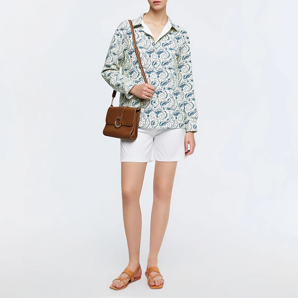 

Mia Muse Autumn Shirts 2025 Women's Decent Full Print Long Sleeve Shirt Collar Button Through Basics Shirts