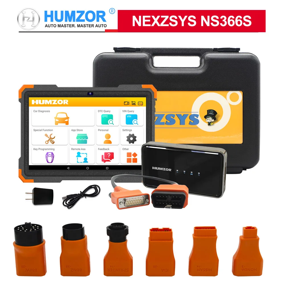 

HUMZOR NEXZSYS NS366S Professional Auto Diagnostic Scanner IMMO TPMS Reset TPMS SAS with 17 Special Functions OBD2 Code Reader