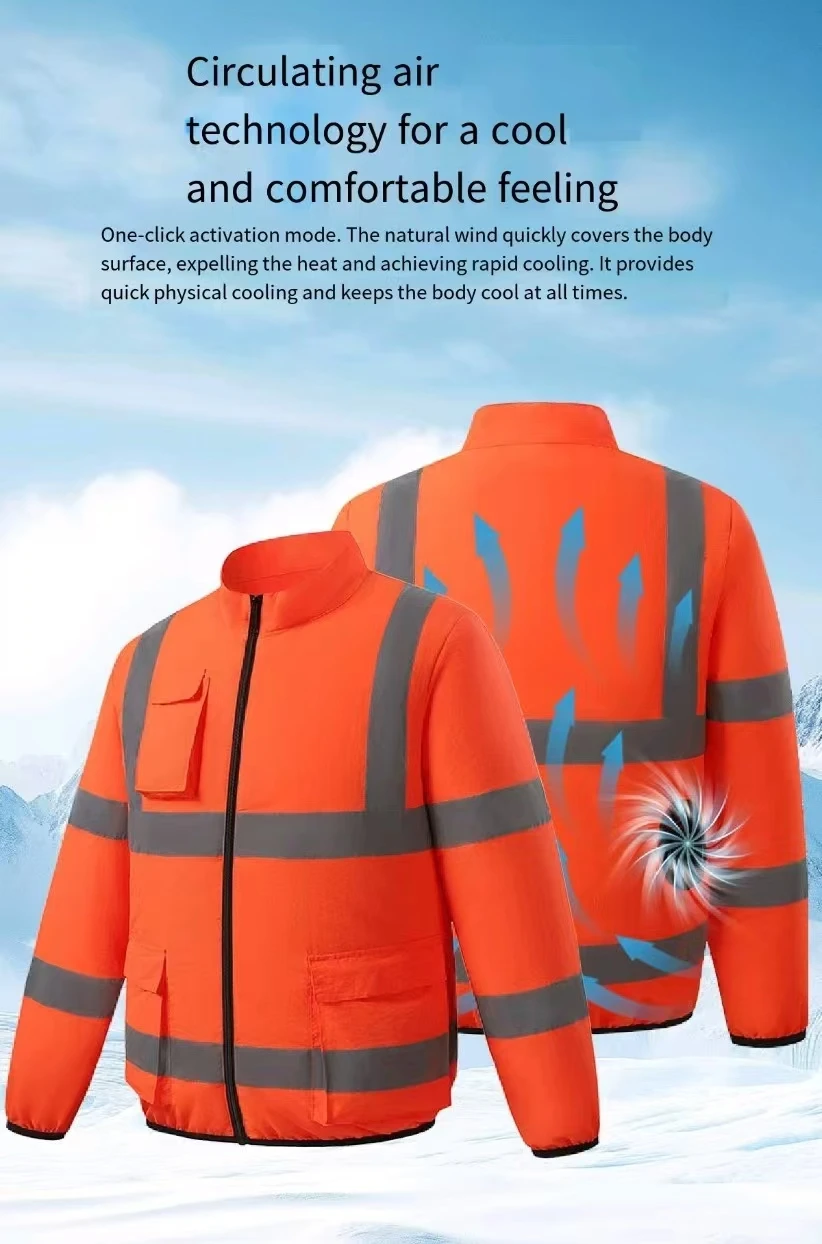 شرائط عاكسة صيفية جديدة للرجال والنساء، ملابس عمل خارجية، ملابس مكيفة مع مروحة، تبريد وسكتة حرارية