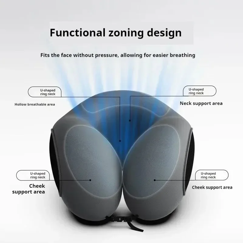Coussin de voyage ergonomique en mousse à mémoire de forme, en forme de U, avec housse lavable, idéal pour l’avion, la voiture, le bureau et la maison – offrant un soutien confortable.