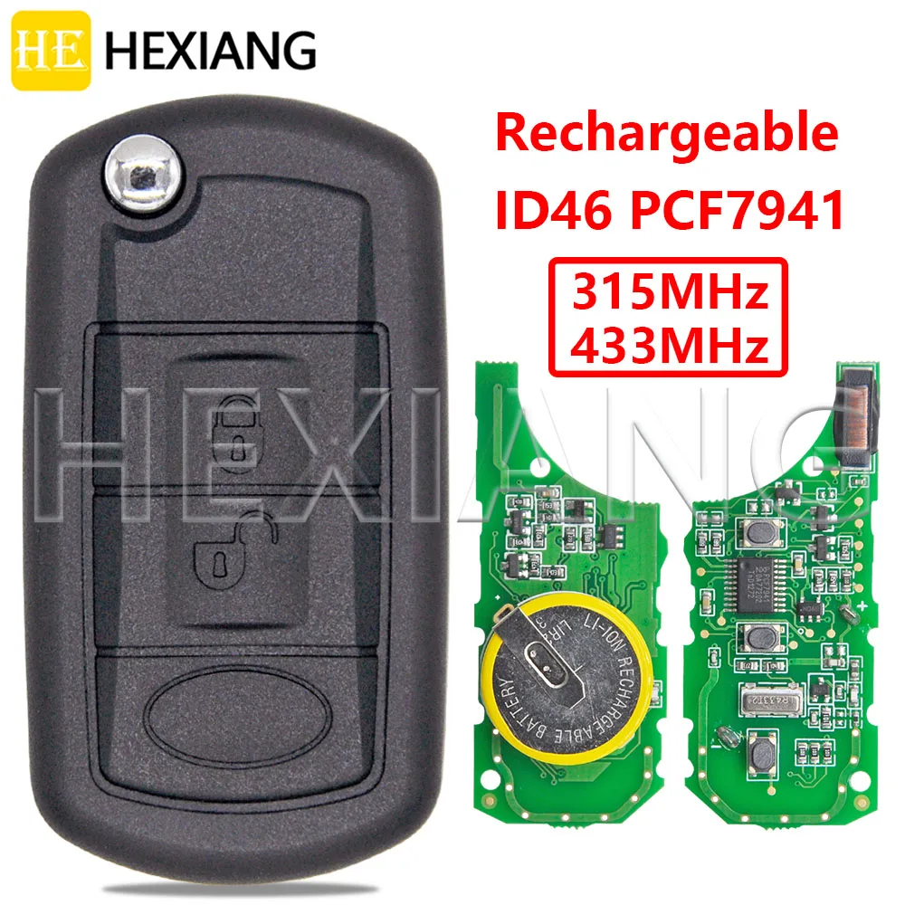 DR ID46 PCF7941 315/433MHz Rechargeable Battery HU101/HU92 Flip Car Remote Key For Land Rover Range Rover Sport Discovery 3