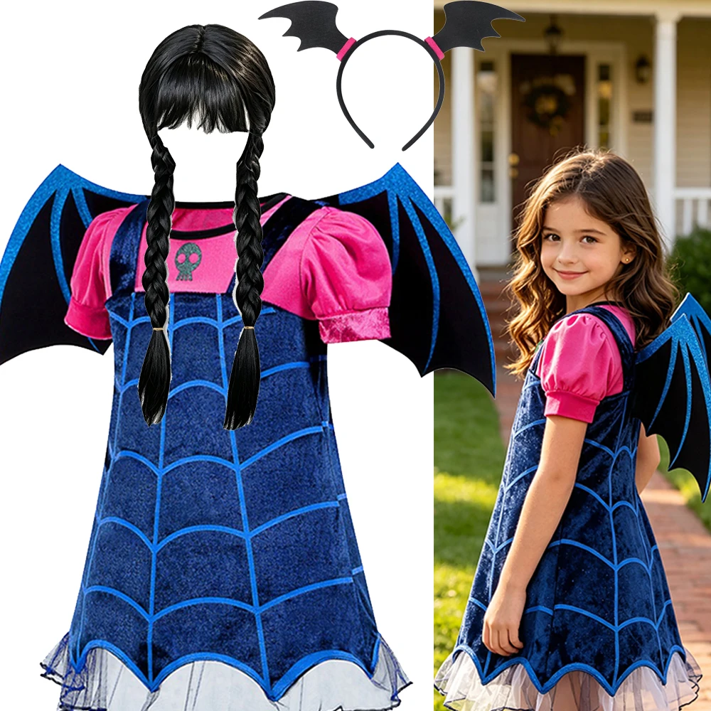 Girl Halloween Vestidos Cosplay Vampire Costume Kids Princess Dress Birthday Carnival Party Disguise Clothes Suit 3-10T