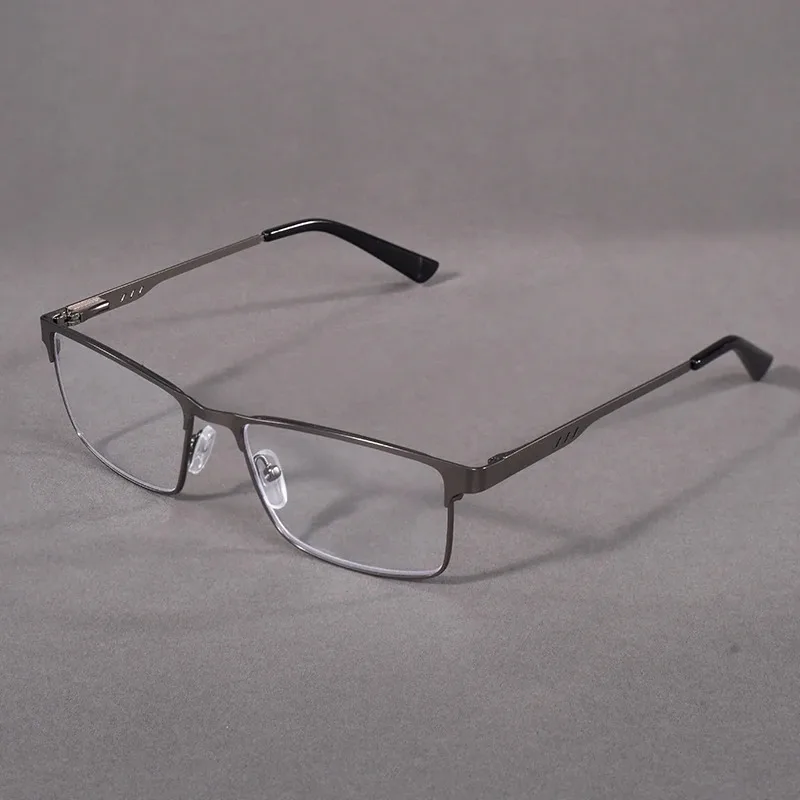 Lesebrille für Herren mit Blaulichtfilter, Metallrahmen, Federscharnier, Presbyopie +0,75-4 Dioptrien Vergrößerungslinse – Detail 3