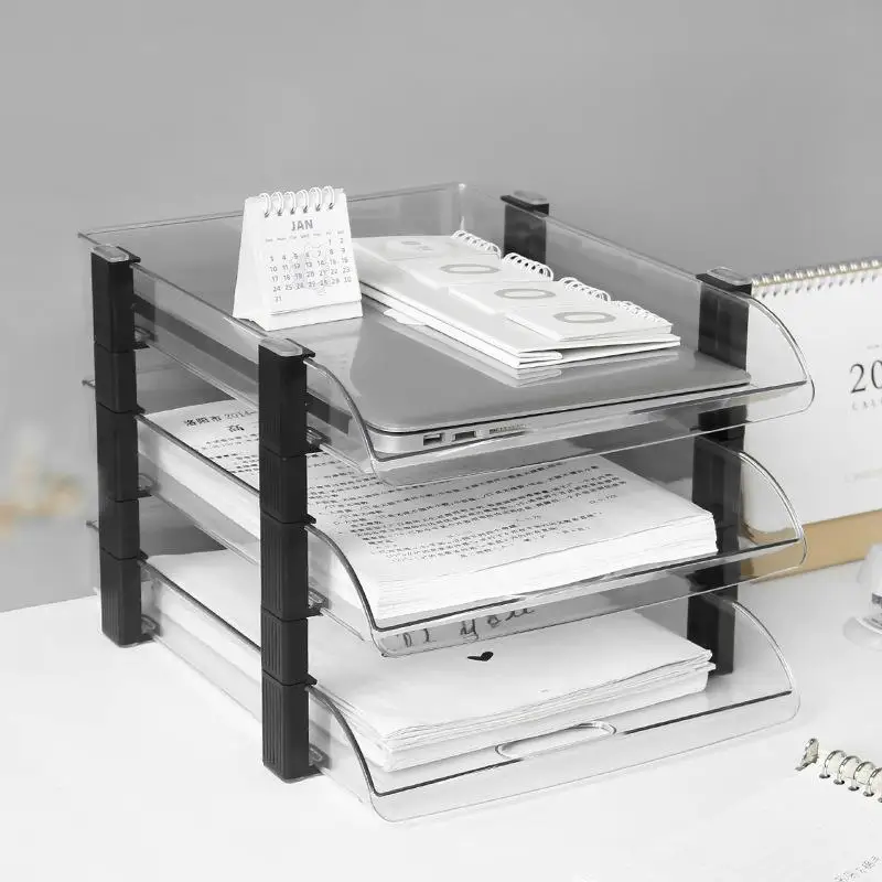 

File Storage Rack Portable Tabletop Space-Save Transparent Storage Box Test Paper Classification Organizer Stationery File Rack