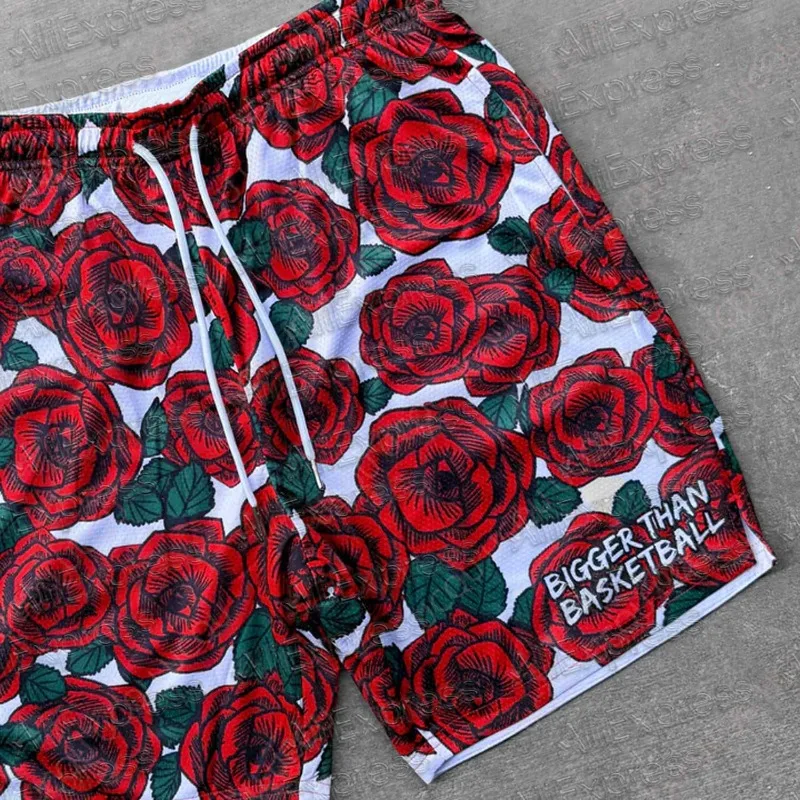 

2025 Rose Garden - Shorts Fashion Beach Shorts Hawaiian Shorts Summer Loose Luxury Swimwear Adults Sports Shorts Fashion MOTO
