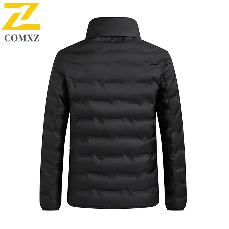 COMXZ Winter Jacket Graphene Heating Thickened Windproof Stand Collar Travel Padding Coat Street Warm Puffer Jacket Men Clothing