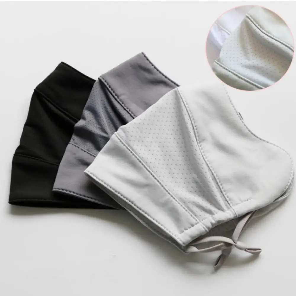 Nylon Face Cover Sun Protection Face Mask Breathable Reusable Ice Silk Face Mask Washable Solid Color UV Face Shield Outdoor