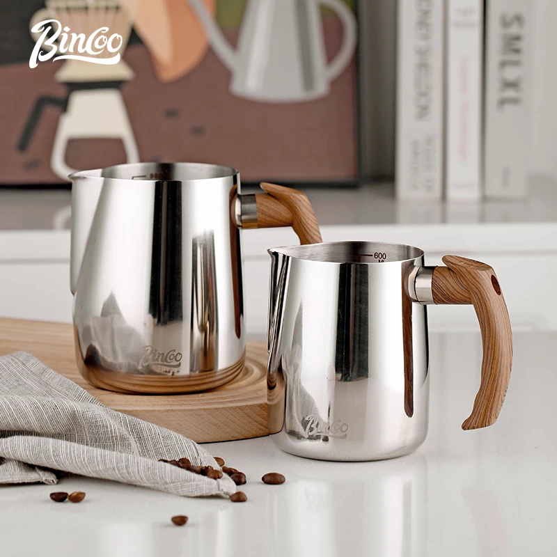 

Bincoo Stainless Steel Coffee Pitcher Espresso Milk Frothing Barista Craft Coffee Latte Milk Frothing Jug Milk Cream Frother Cup