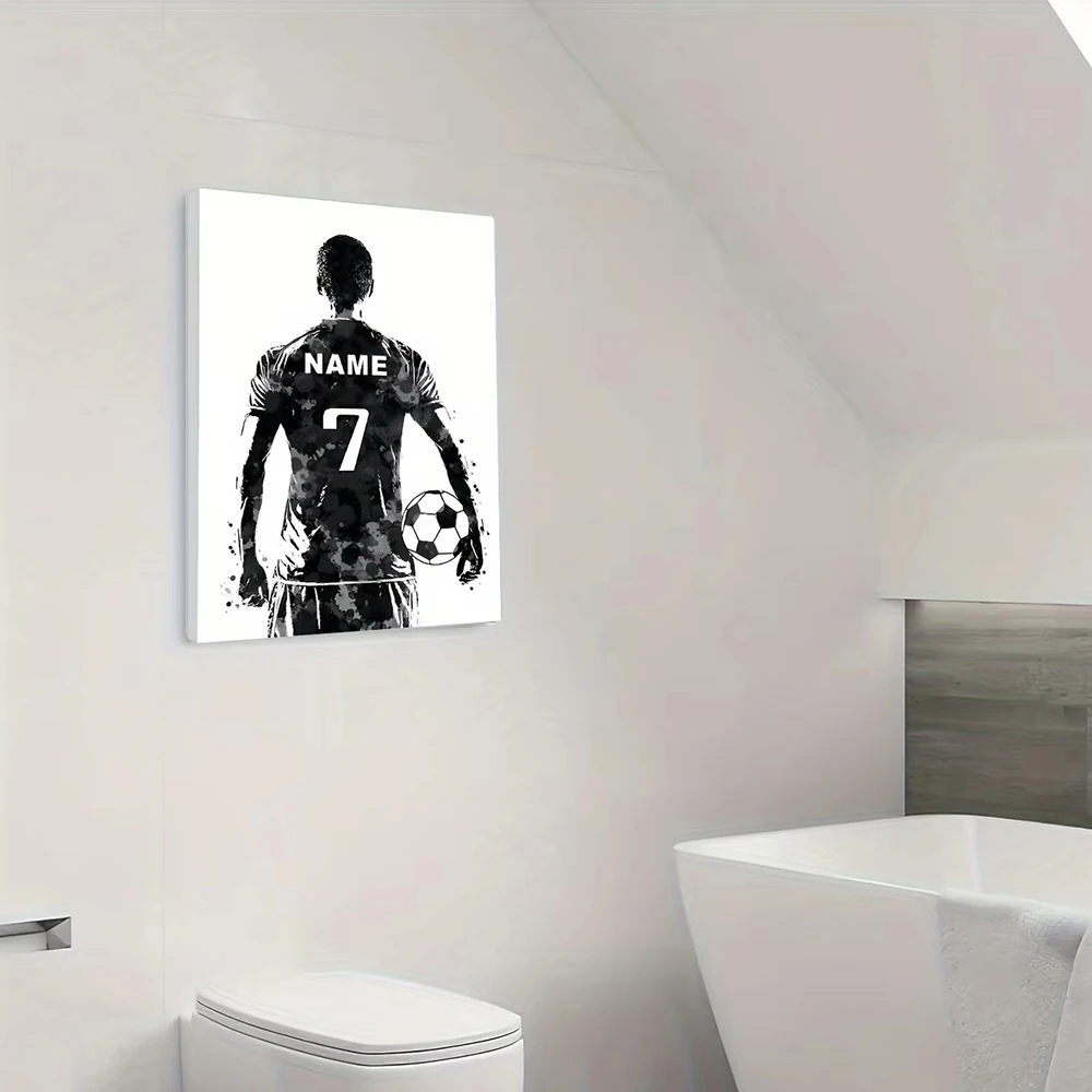 Maßgefertigte Fußball-Leinwandposter, Personalisierte Trikot-Aquarell-Wandkunst, Fußballtrikot-Leinwanddruck, Heimdekoration – Detail 8
