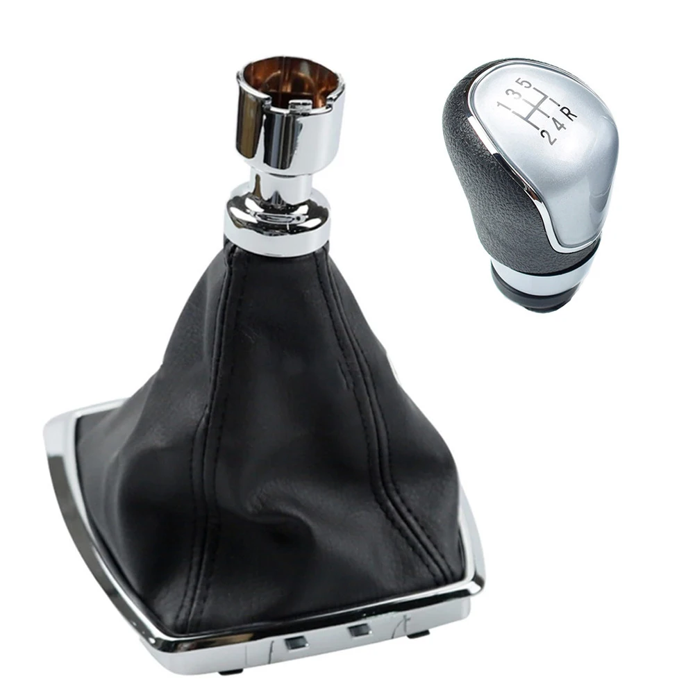 Car Gear Lever Handle Upgrade Kit Knob Interior Upgrade Kit Black Silver Gear Lever Handle Complete Gear Set Leather And Plastic