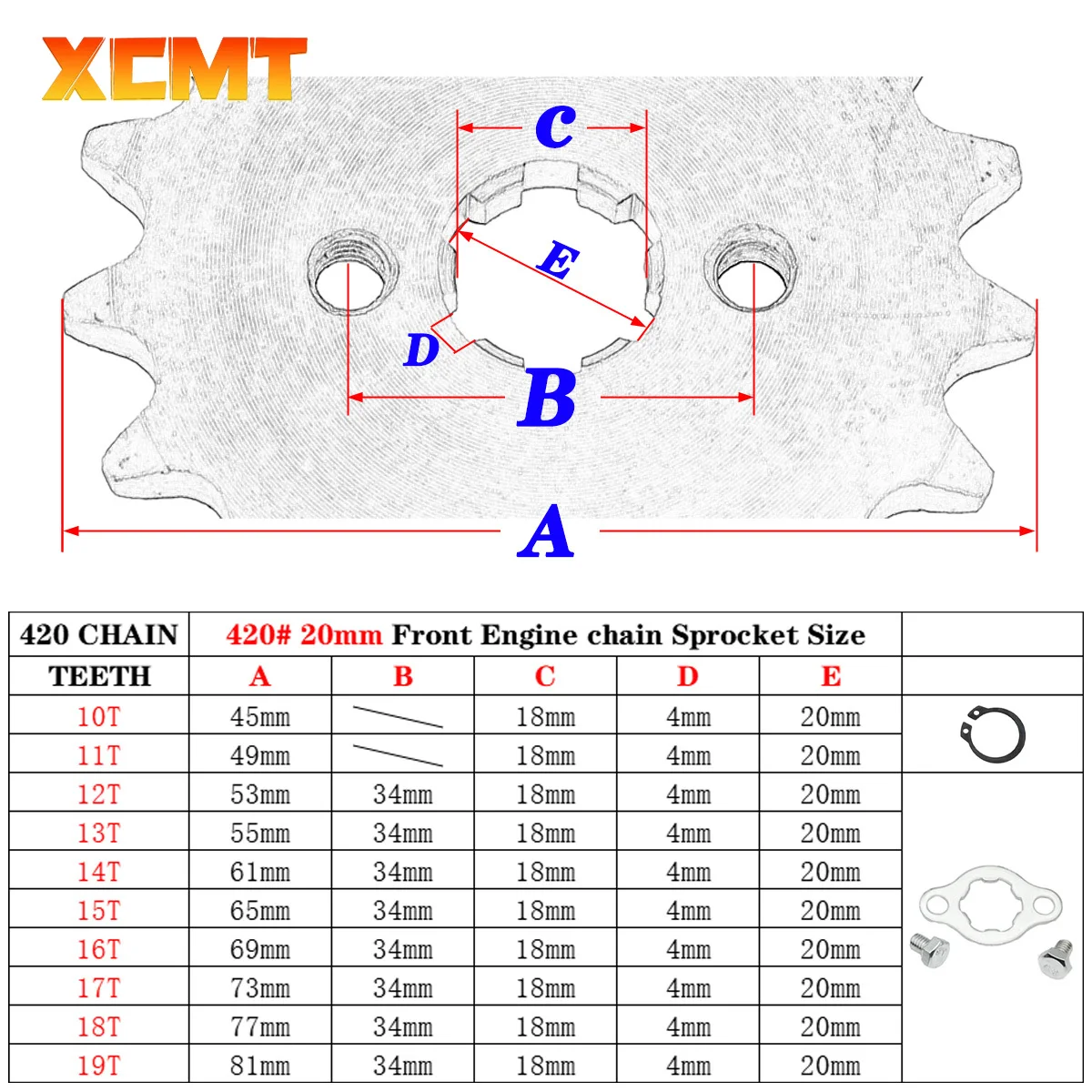 Motorcycle 420# 20mm 10 11 12 13 14 15 16 17 18 19T Front Engine Sprocket Cog For 50-125cc Dirt Bike ATV Go kart Quad Parts