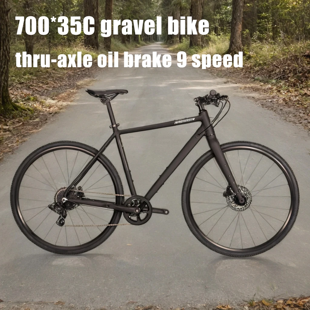 

Шоссейный велосипед с 9 скоростями, дисковыми гидравлическими тормозами, рамой из алюминиевого сплава, колесами 700x35C на подшипниках, шатунами 40T, сквозной осью, для гравийных дорог