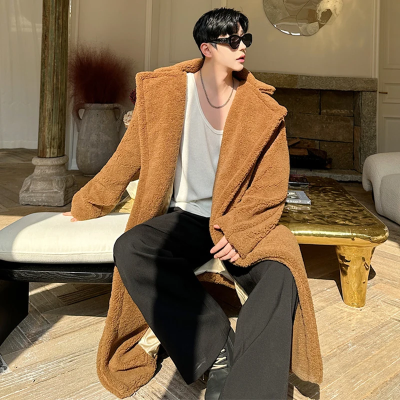 LUZHEN Autumn Winter Fashionable Lamb Wool Coat Men's Medium Long Imitation Fur Coat Elegance Trendy Men Warm Trench Coat LZ7980