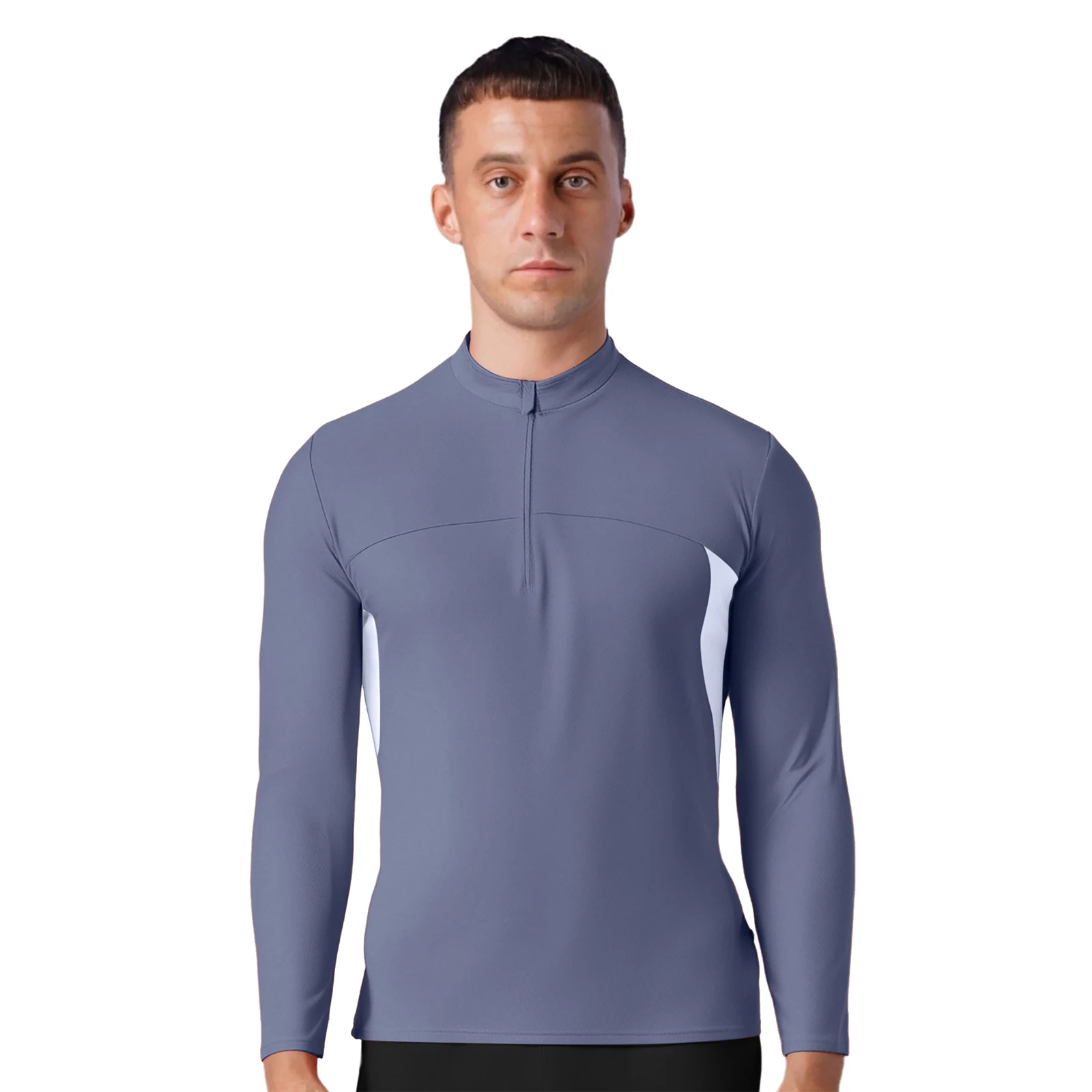 بلوفر رجالي رياضي بسحاب، كتلة ألوان، ياقة واقفة، أكمام طويلة، خفيف الوزن، سريع الجفاف، M-3XL