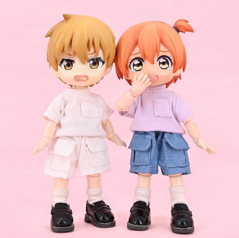 Ob11 Cute Shorts Jeans Overalls Pants T-shirt Clothes With pocket Accessories For Nendoroids, Penny, Ymy, Molly,Gsc,Obitsu 11