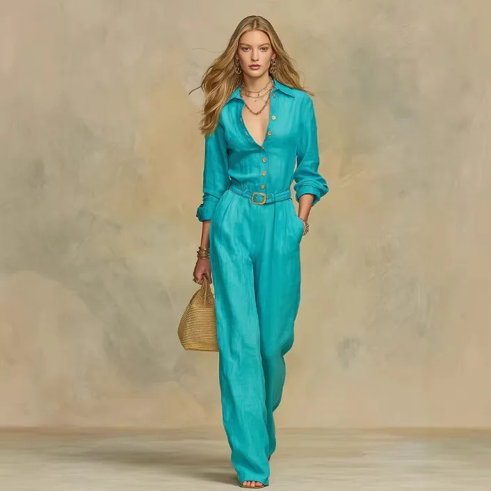 

2026 European and American Elegant New Spring/summer Solid Color Women's Fashion Casual Jumpsuit