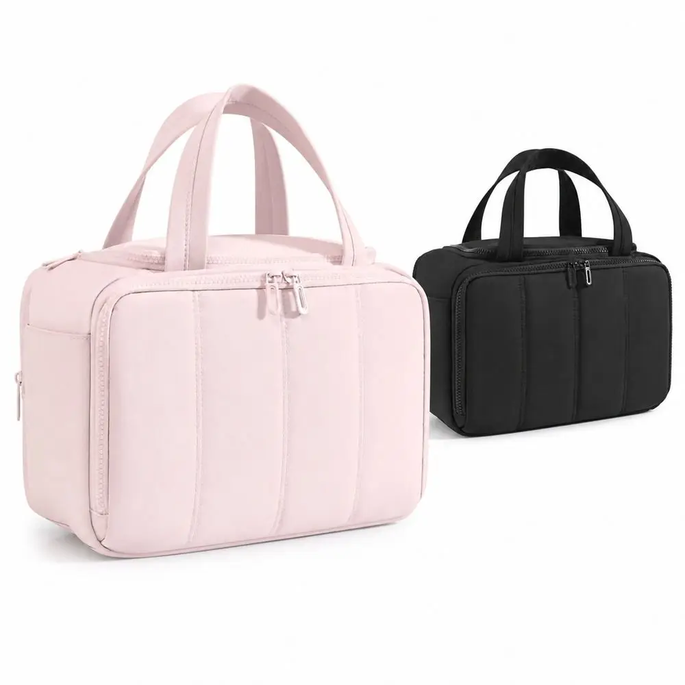 Large Capacity Travel Toiletry Bag Puffy Design Adjustable Dividers Cosmetic Bag Dry-wet Separation Multi-Compartments