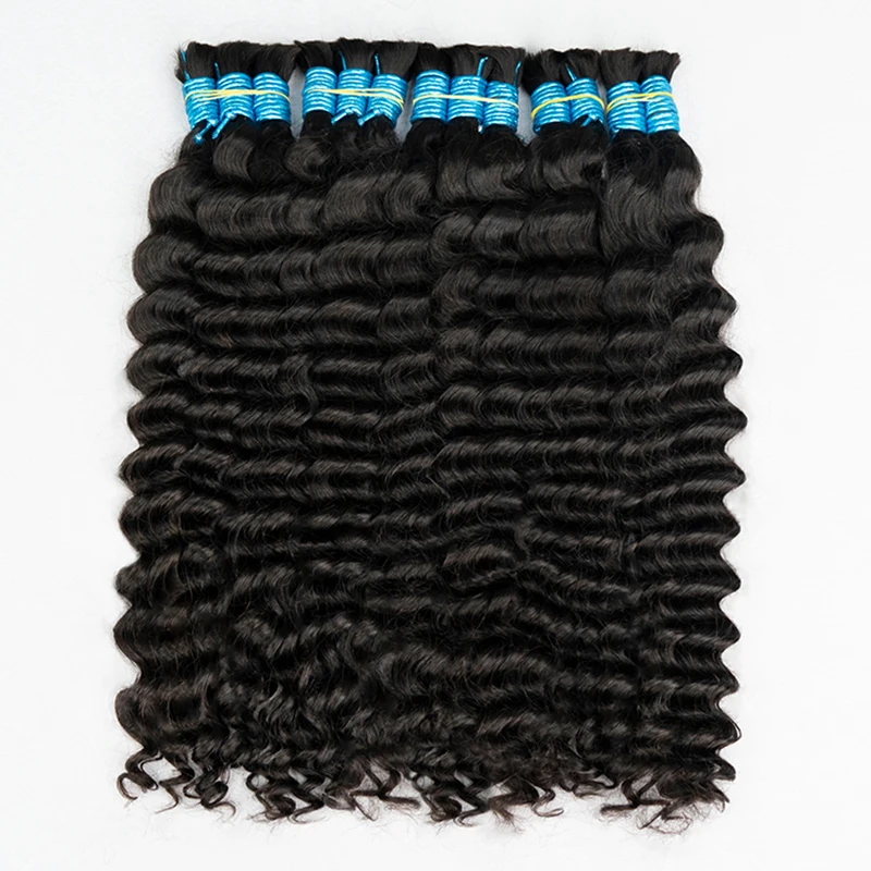 Extensões de cabelo em massa para tranças Boho, cabelo encaracolado brasileiro, onda profunda, trança humana, sem trama, virgem 10A, 50g 100g 300g