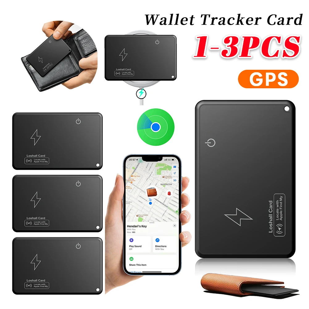 Wireless Charging GPS Locator Bluetooth-Compatible Work with Apple Find My App Smart Card Tracker for Luggage Tag Purse Passport