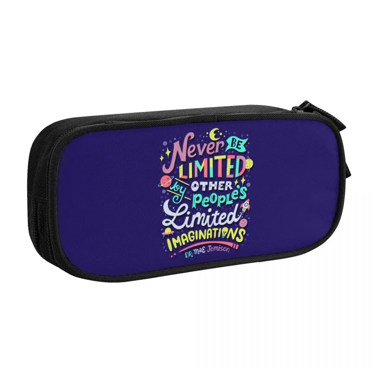 Custom Korean Never Be Limited Pencil Case for Girls Boys Inspirational Quote Gift Large Capacity Pen Box Bag School Accessories
